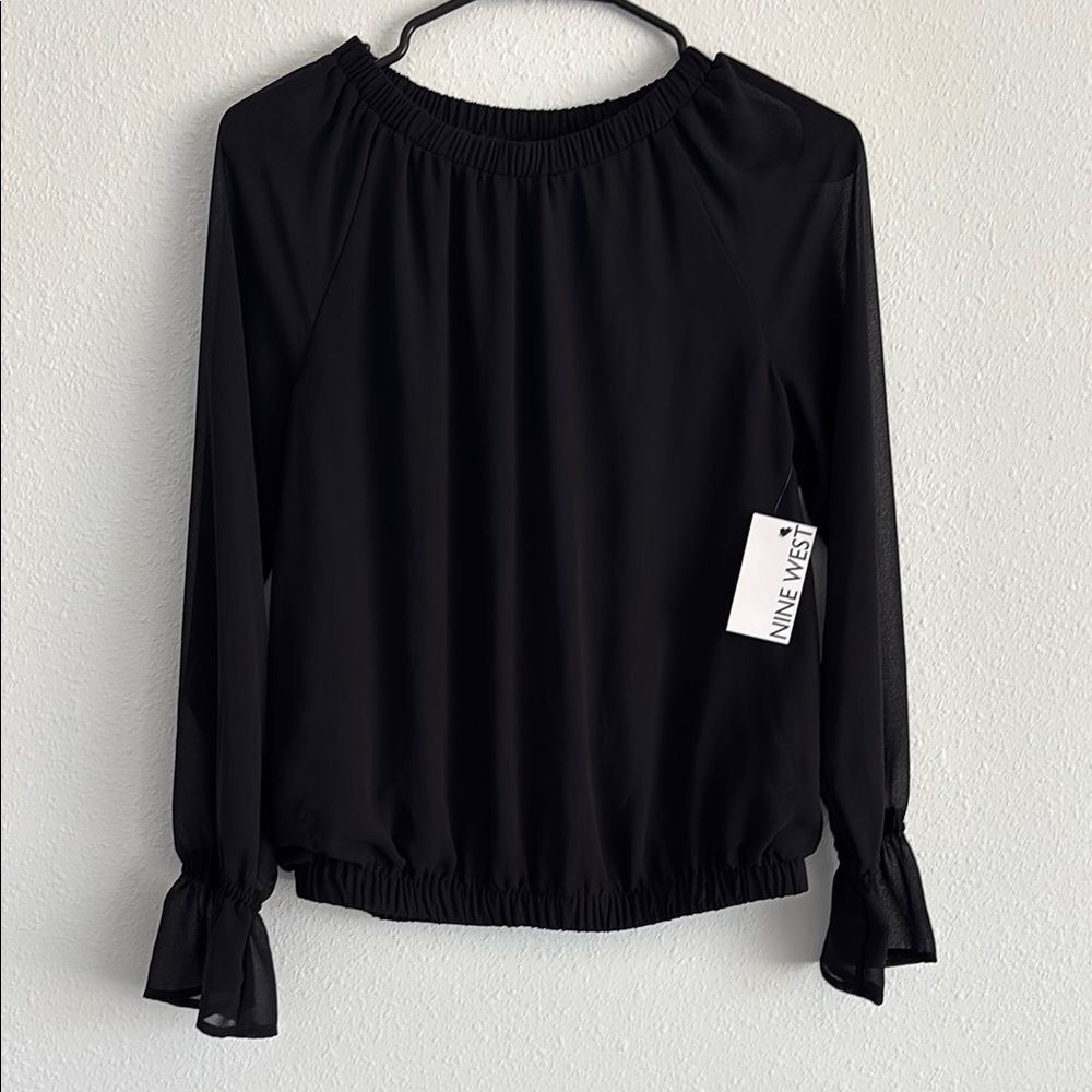 Nine‎ West Women’s Sheer Long Sleeve Size Xsmall Bell Sleeve Top